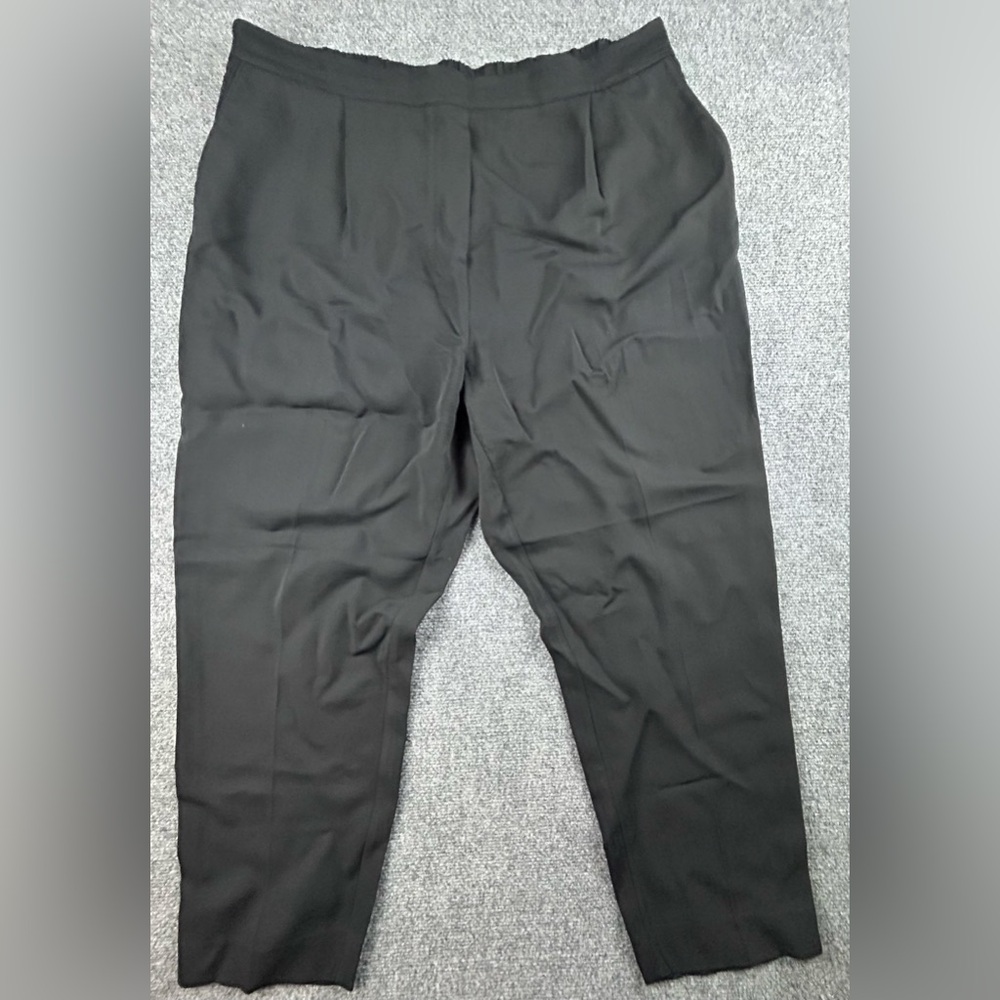 Boden Black Pleated Front Pull On Trouser Pants Womens 16/18 R Black